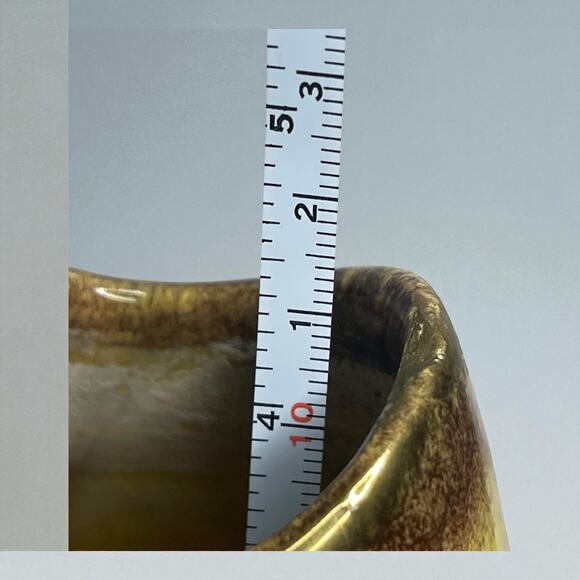 VTG Bay Keramik West Germany 582/12 Yellow Brown Drip Glaze Vase 5" - Picture 6 of 16